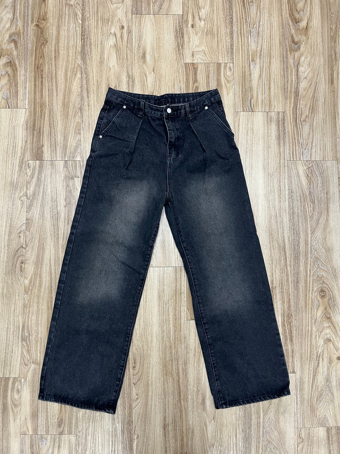 트릴리온 핀턱 와이드 흑청바지 34 상품이미지1