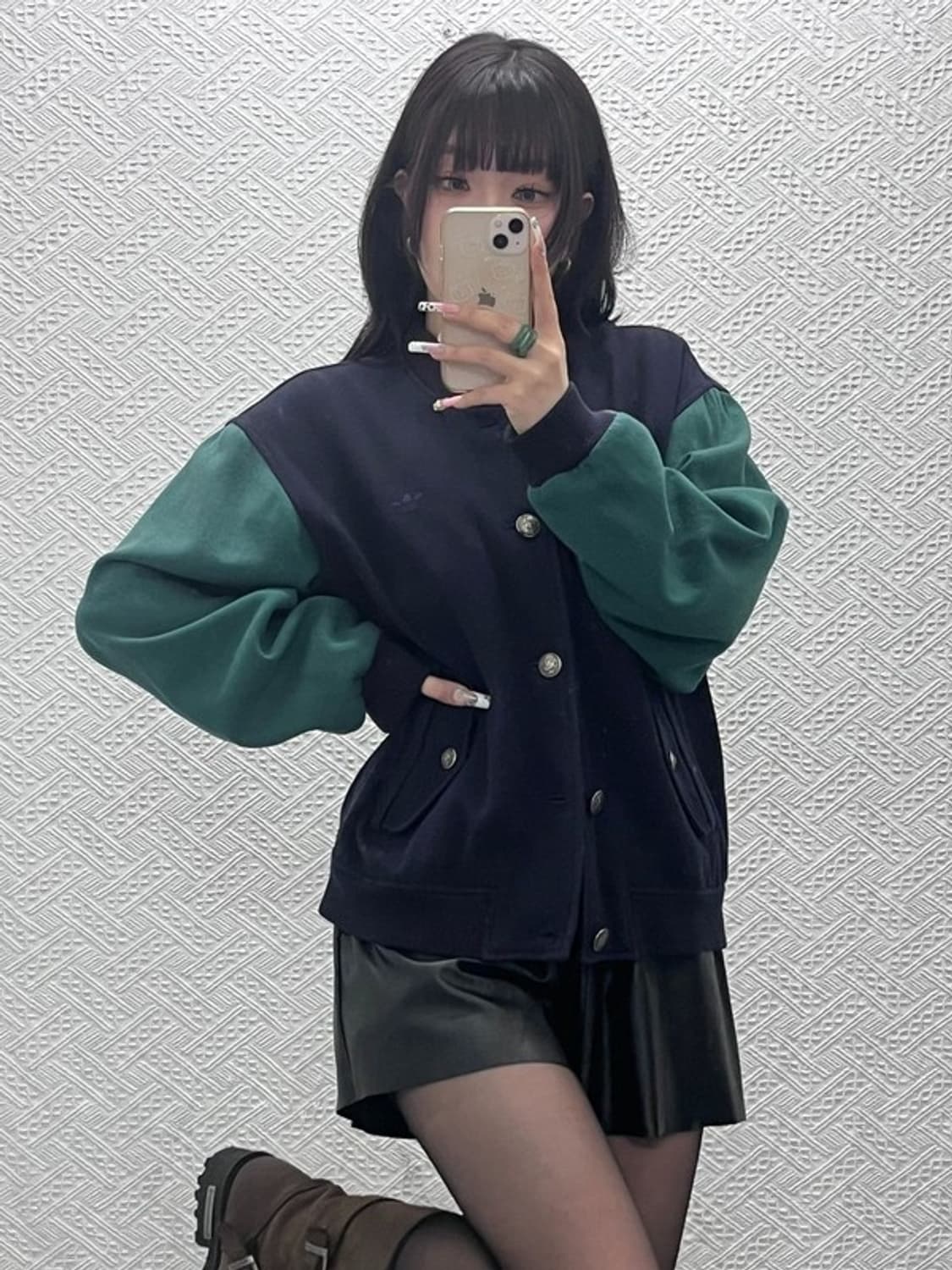 아디다스 레트로 90's 딥그린 배색 바시티 자켓 105 C11140 상품이미지1