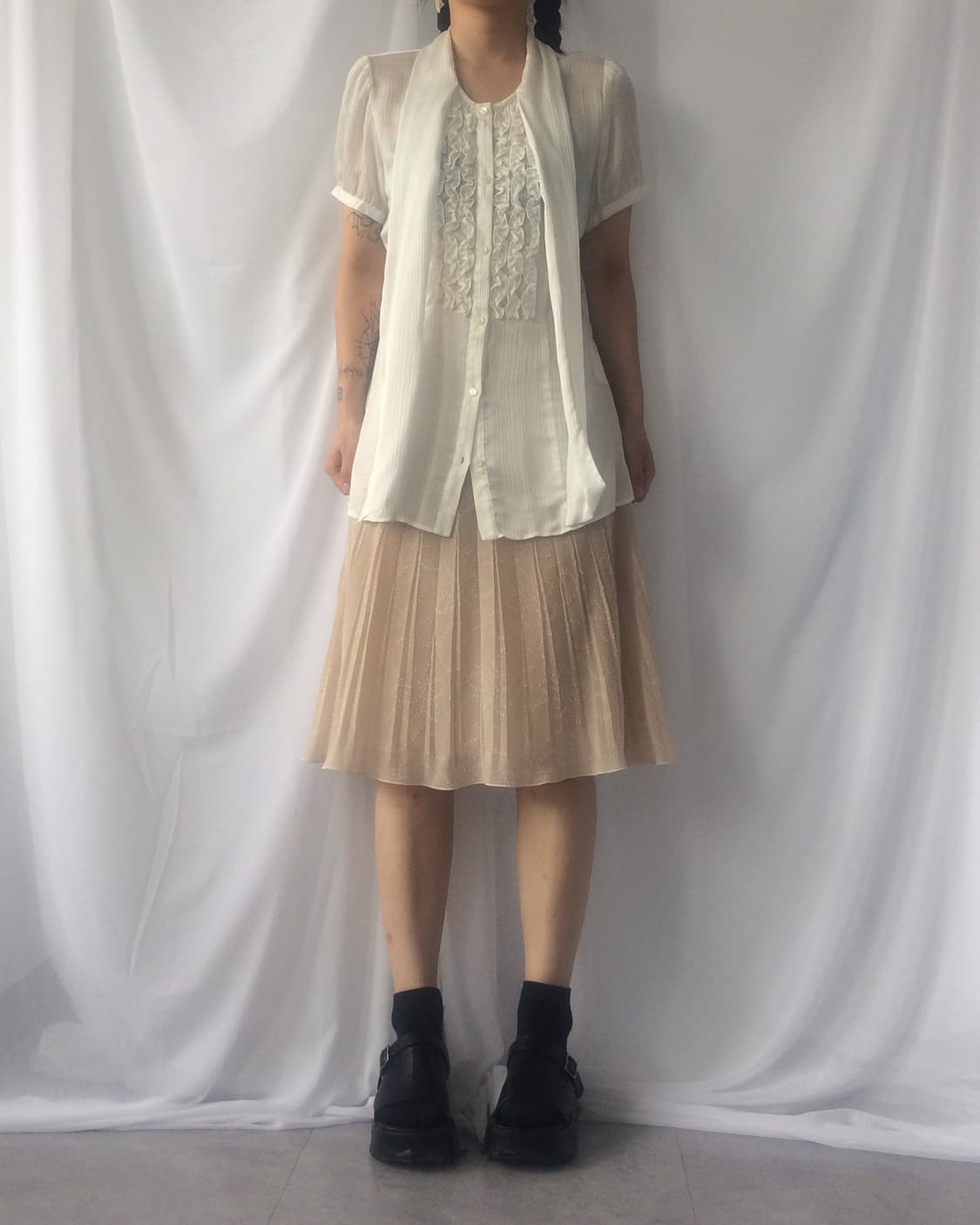 Frill point tied blouse 상품이미지5