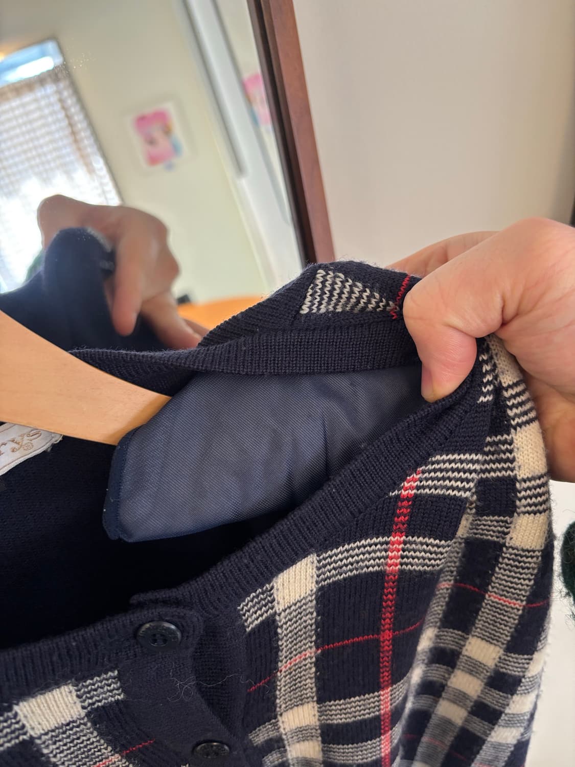 버버리 네이비 체크 가디건 상품이미지5