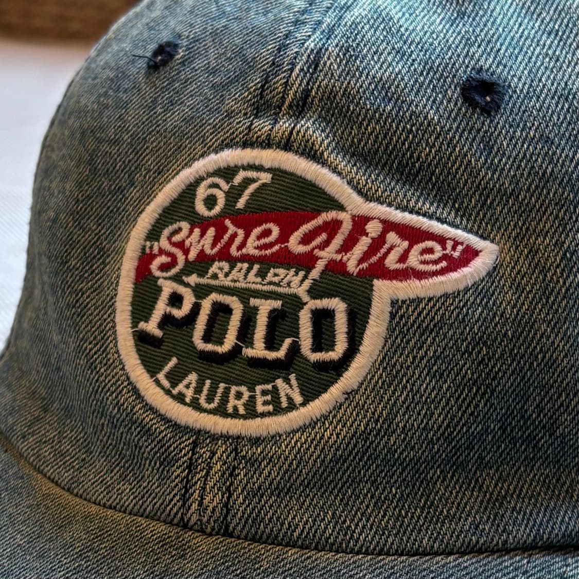 90s USA 폴로 랄프로렌 데님 레더 스트랩 볼 캡 상품이미지2