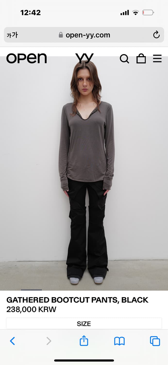 [택,새상품] 오픈와이와이 게더드 부츠컷 팬츠  상품이미지1