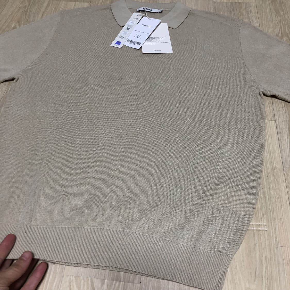 (M) 새상품 키뮤어 KIIMUIR 린넨 라이크 오픈 카라 하프 니트 상품이미지2