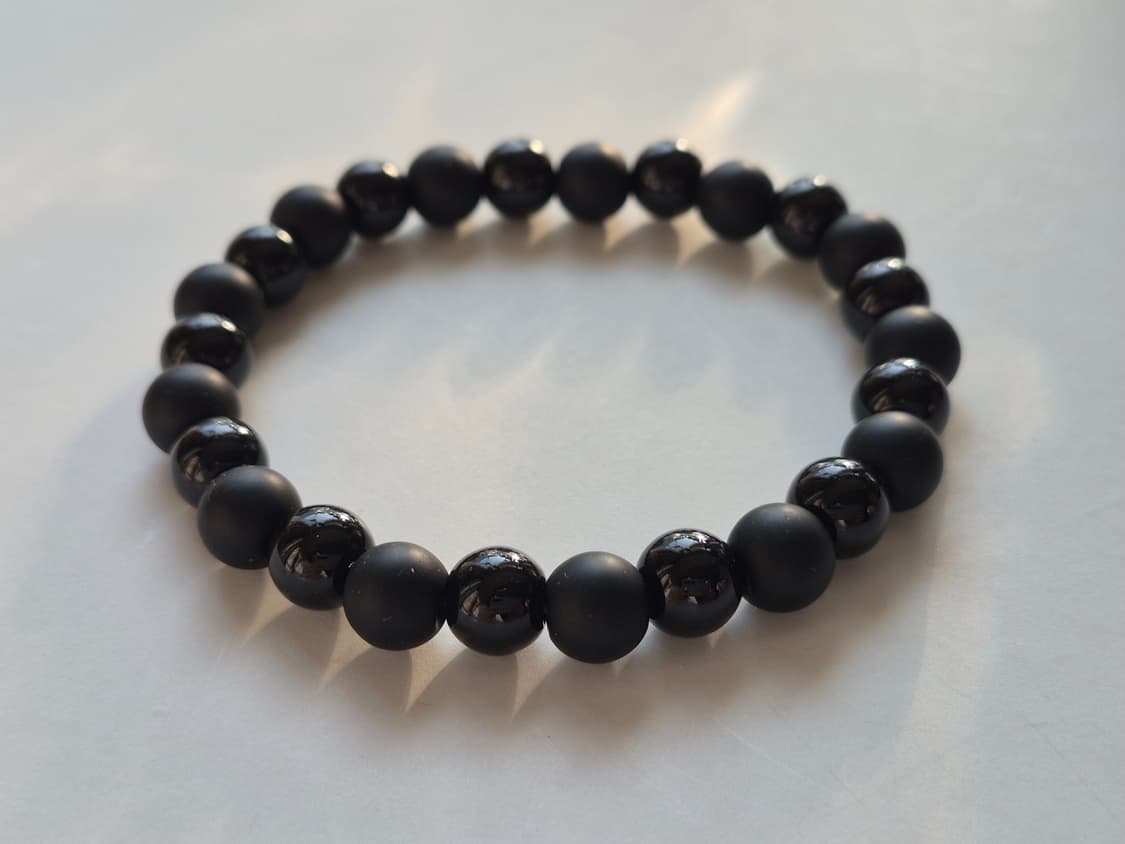 남자 팔찌 천연석 블랙 오닉스 원석 핸드메이드 팔찌 무광 유광 상품이미지10