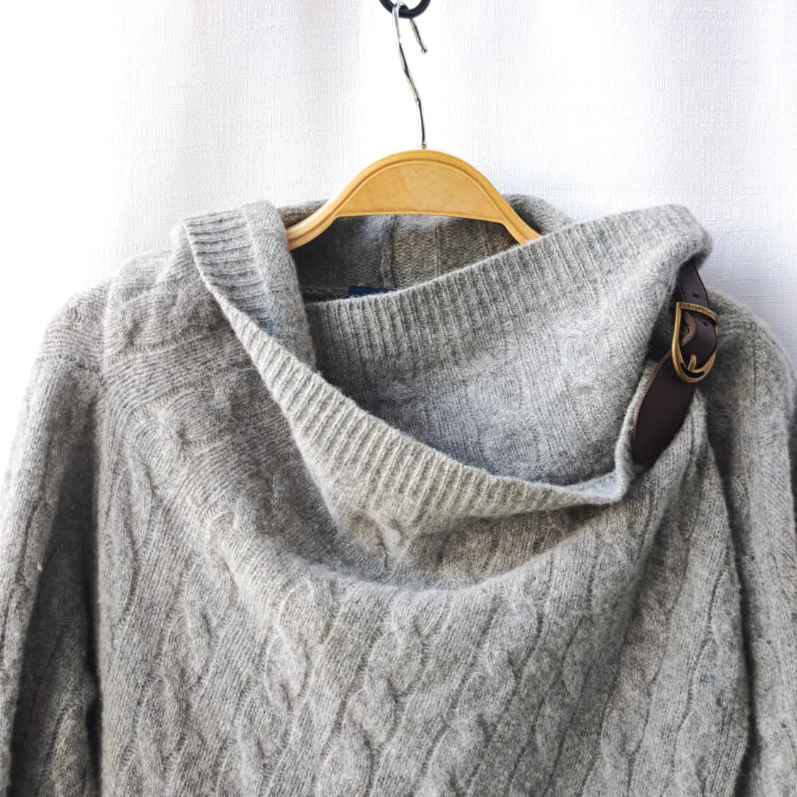 폴로 랄프로렌 울 캐시미어 소가죽스트랩 워머 니트 가디건 라이트그레이 M 상품이미지5