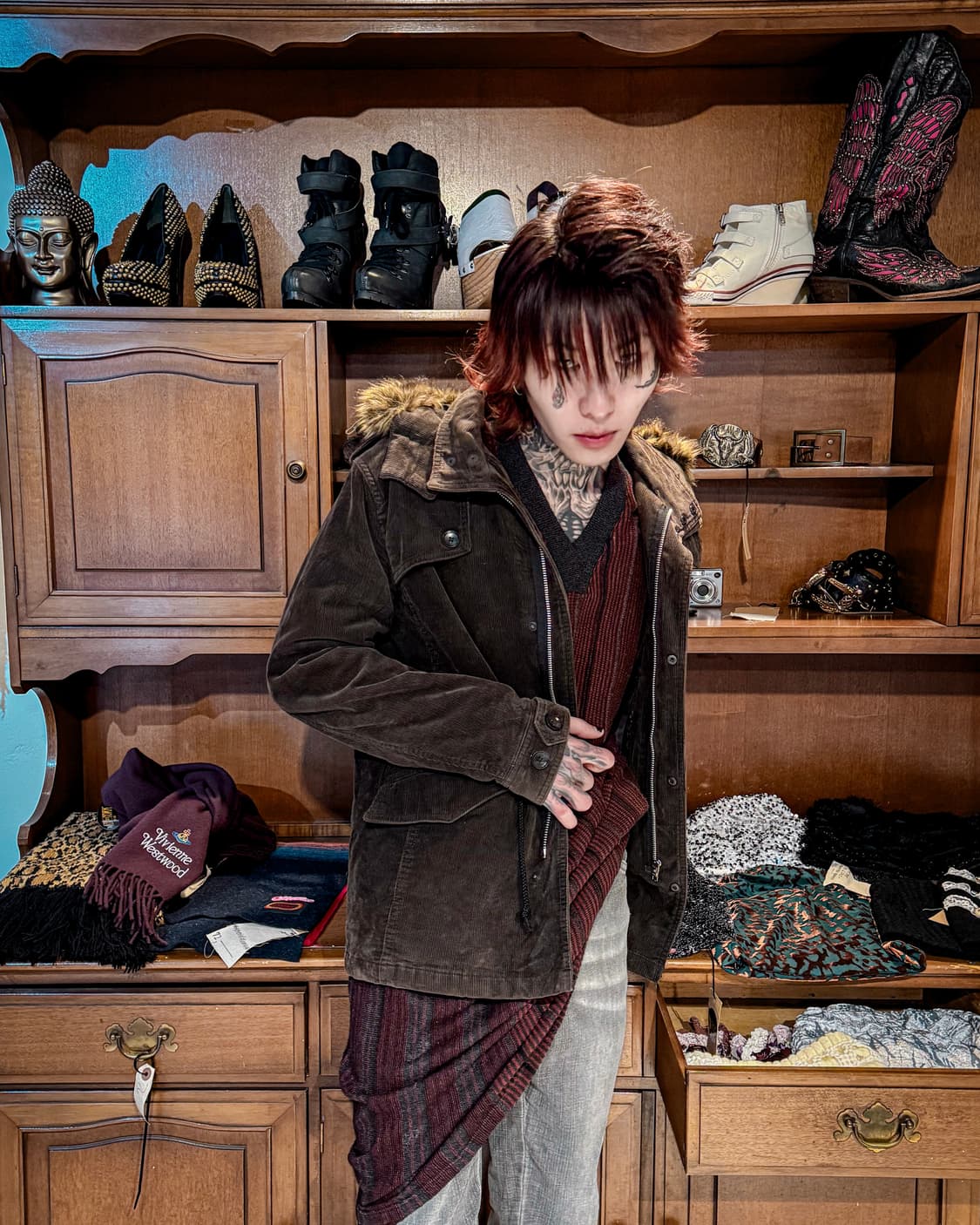 Comme Ça Ism – Corduroy Fur Hooded Jacke 상품이미지8