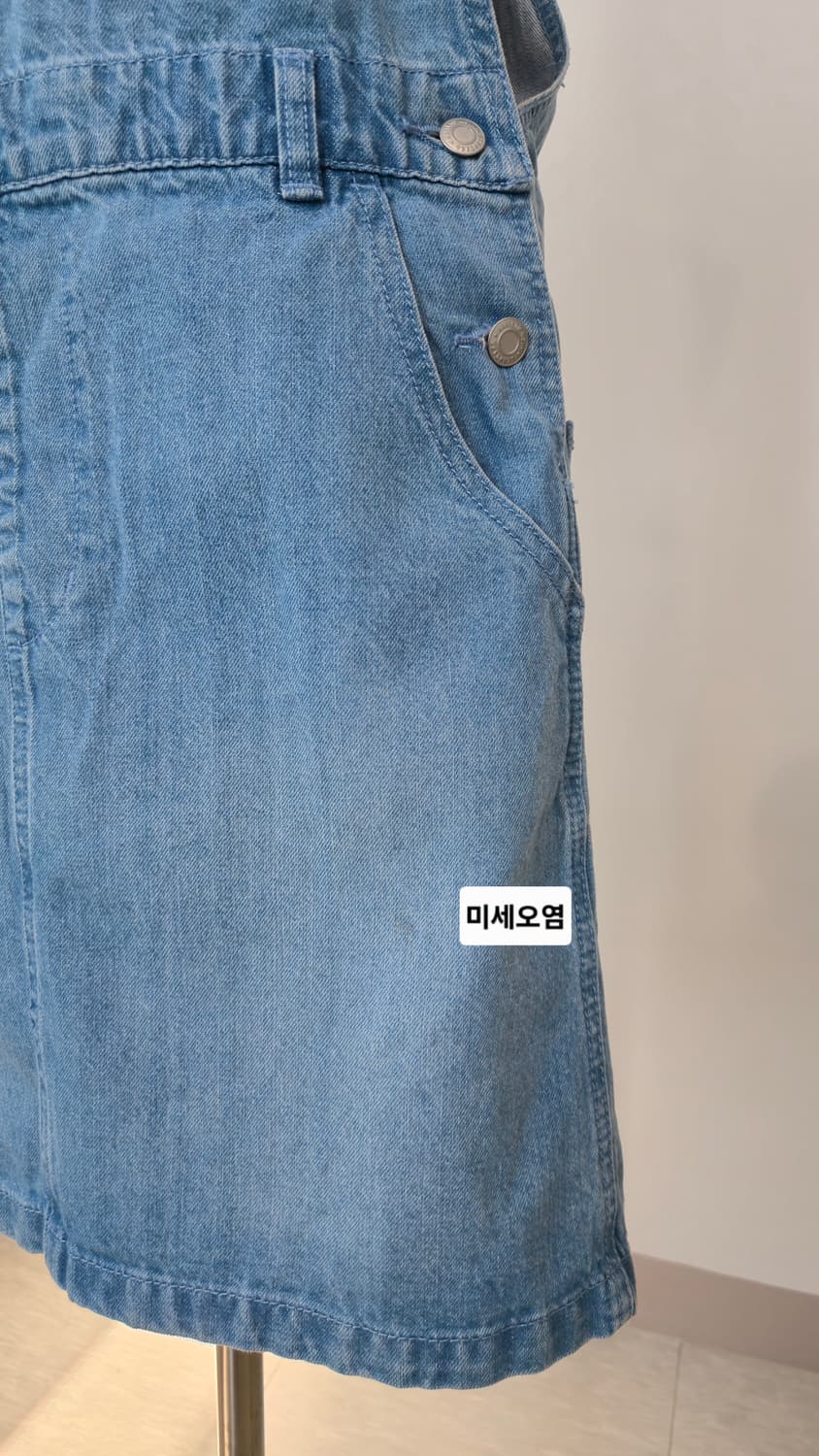 콜자 데님 멜빵 원피스 미니 M 연청 오버롤 스커트 포켓 상품이미지6