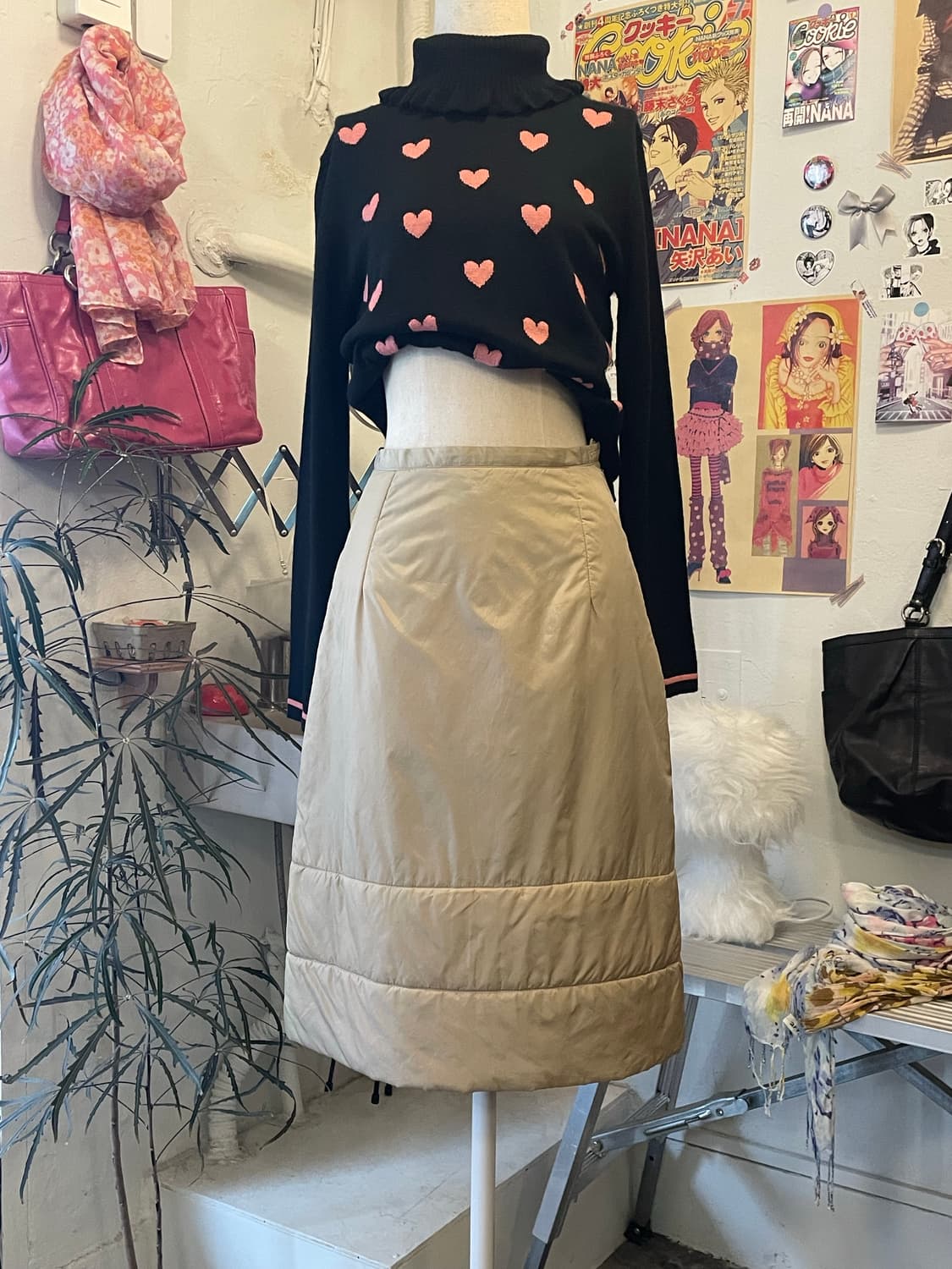 베이지 패딩스커트 [무배] 상품이미지1