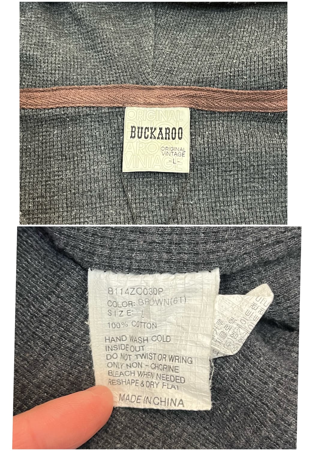 버커루 빈티지 후드집업 브라운 L #csz2354 상품이미지5