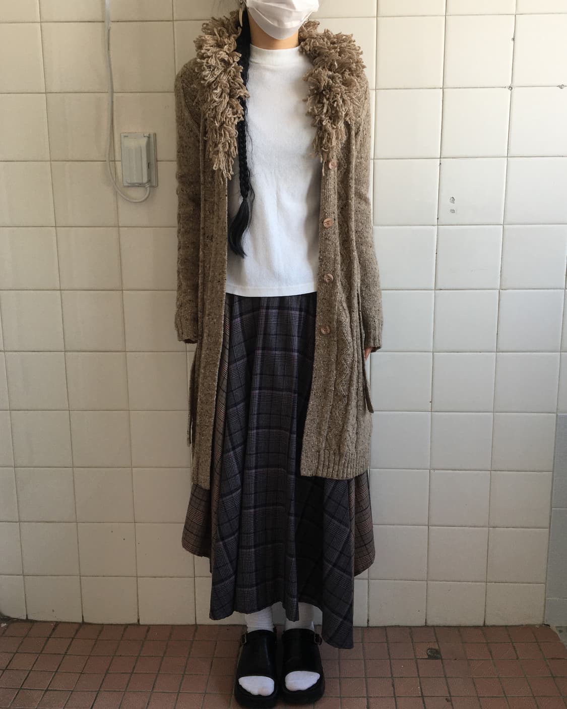 Fluffy collar point belted knit cardigan 상품이미지8
