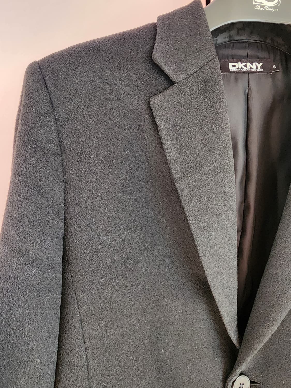 한섬 DKNY 울70% 캐시미어30% 블랙 코트 팜. S(95~100) 상품이미지3