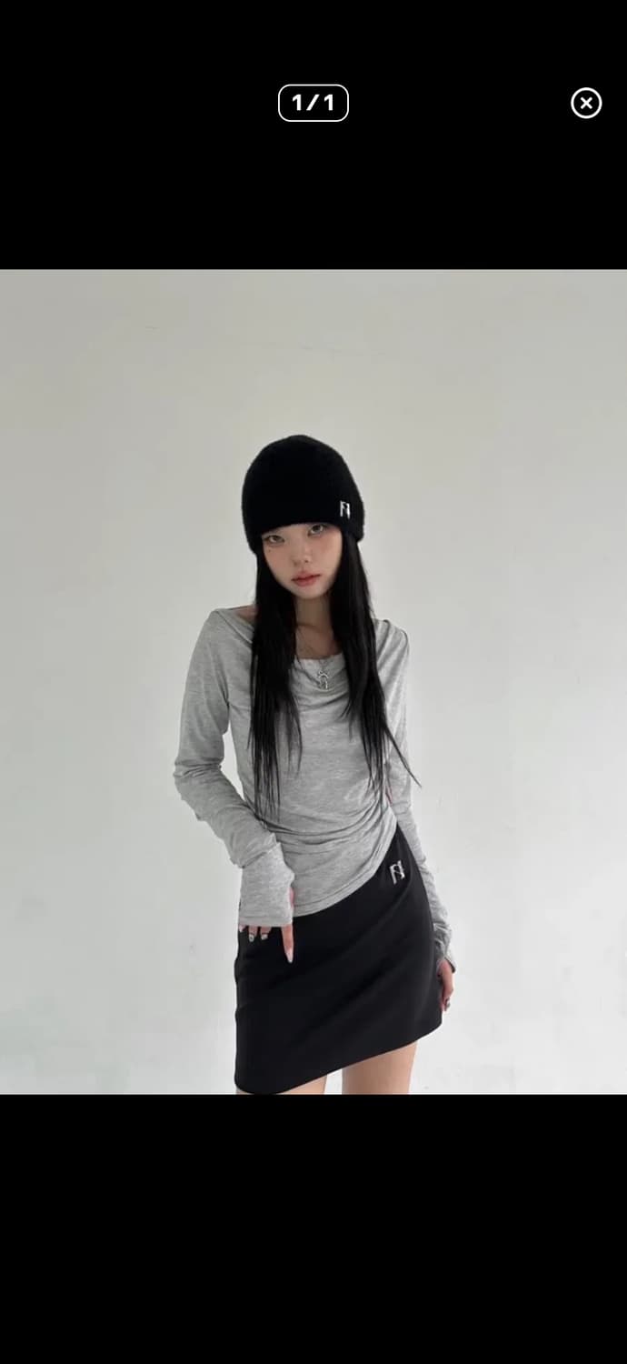 뉴얼린 미야오 셔링 드레이핑 보트넥 탑 그레이 상품이미지1