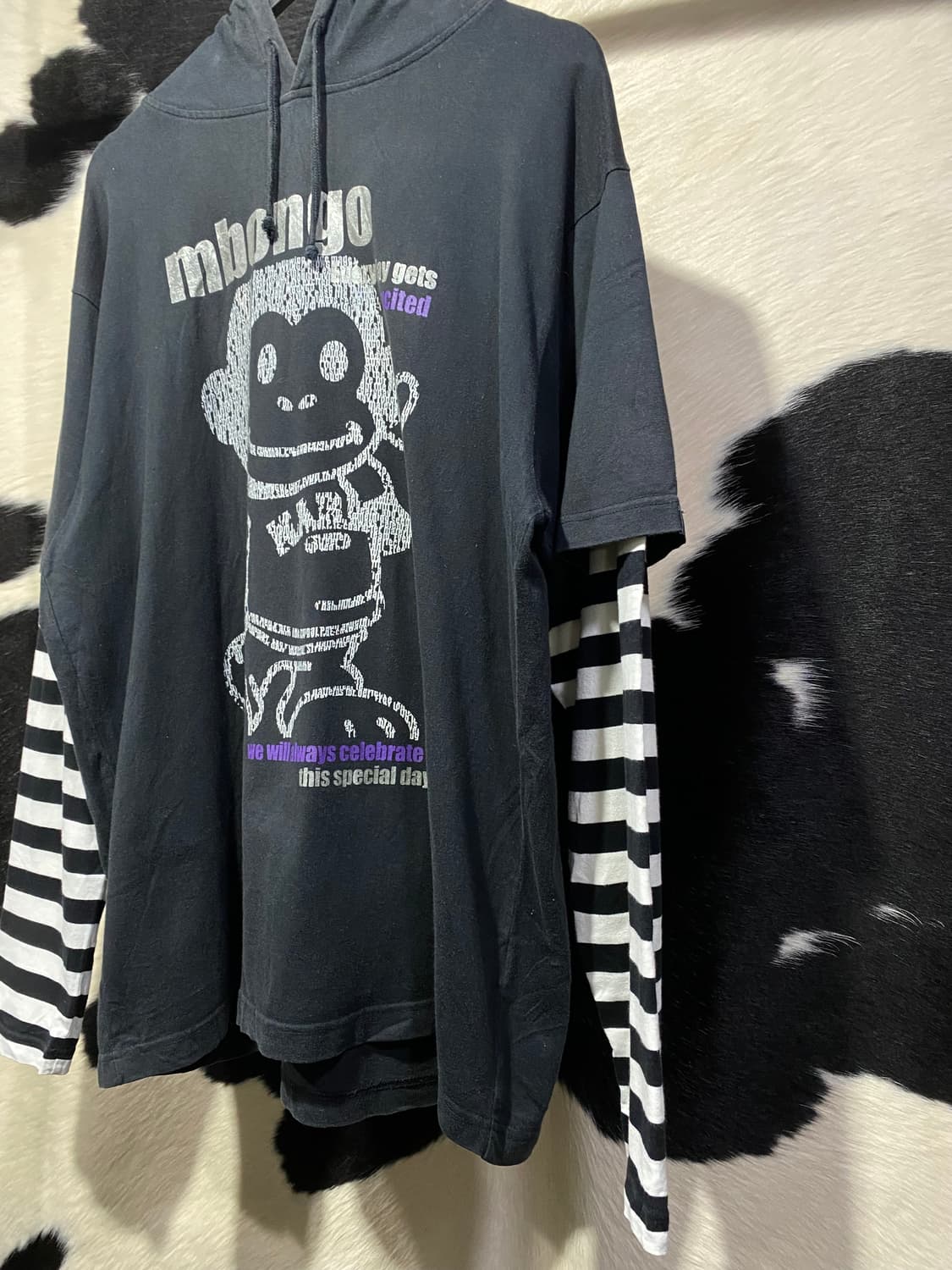 Mbongo 단가라 레이어드 후드티셔츠 상품이미지4