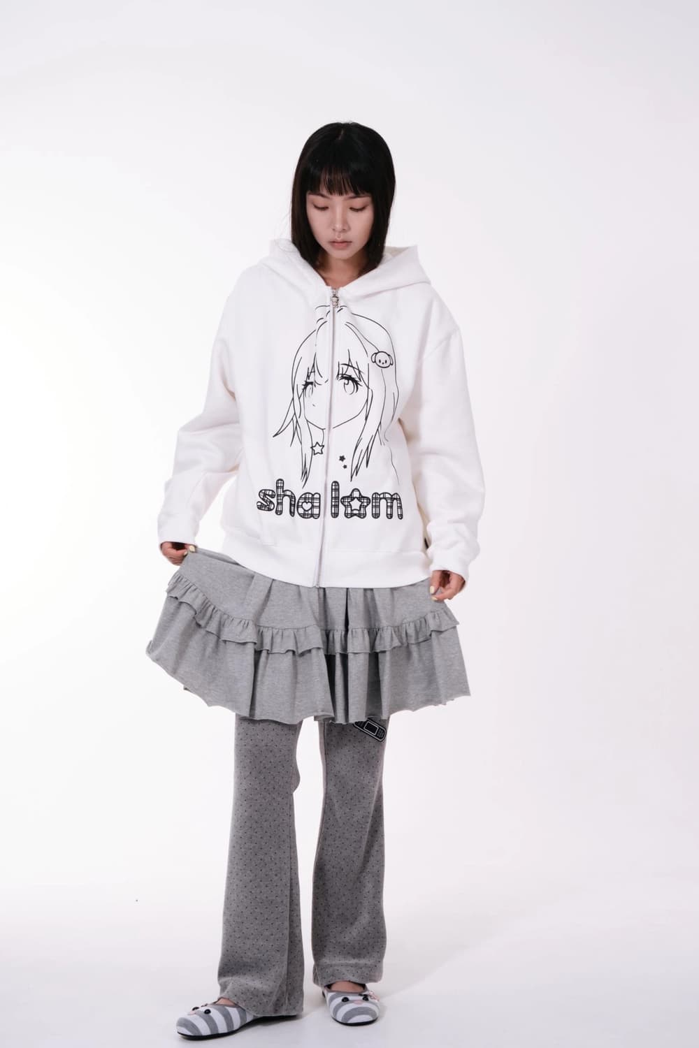 샬롬클럽 고티 후드 집업 화이트 상품이미지2