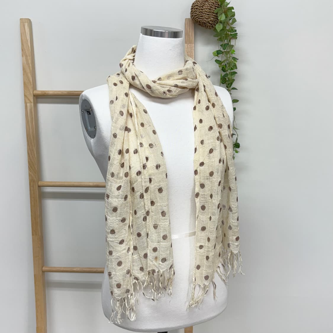 JPN/ 레몬버터스카프 도트스카프 땡땡이스카프 브라운스카프 상품이미지2