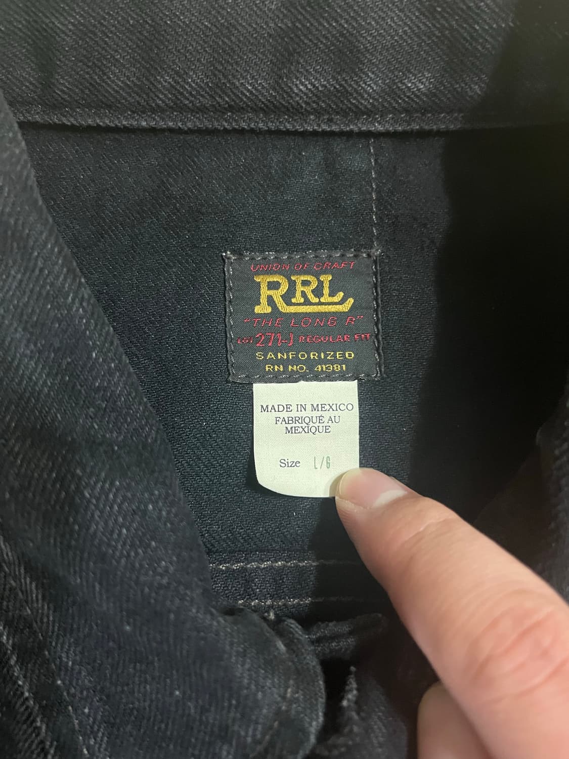 rrl lot271 블랙 L사이즈 상품이미지2