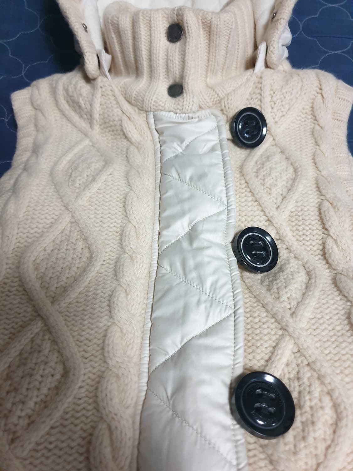 (빈티지) 티니위니 우먼스 케이블 울100% 패디드 후드 조끼 (FS) 상품이미지3