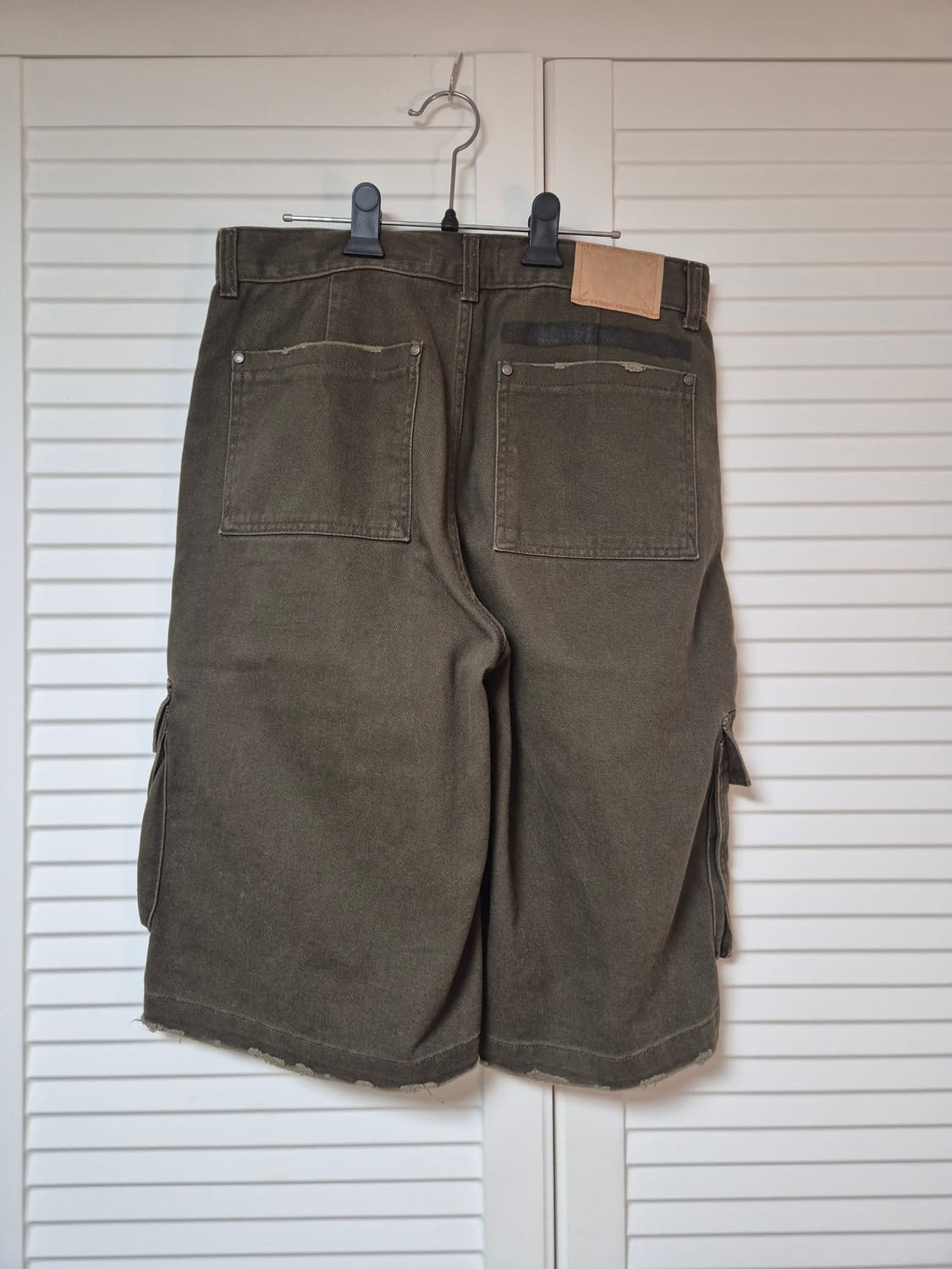 (48)엘무드 카고 와이드 하프 데님 팬츠 빈티지 카키 상품이미지3