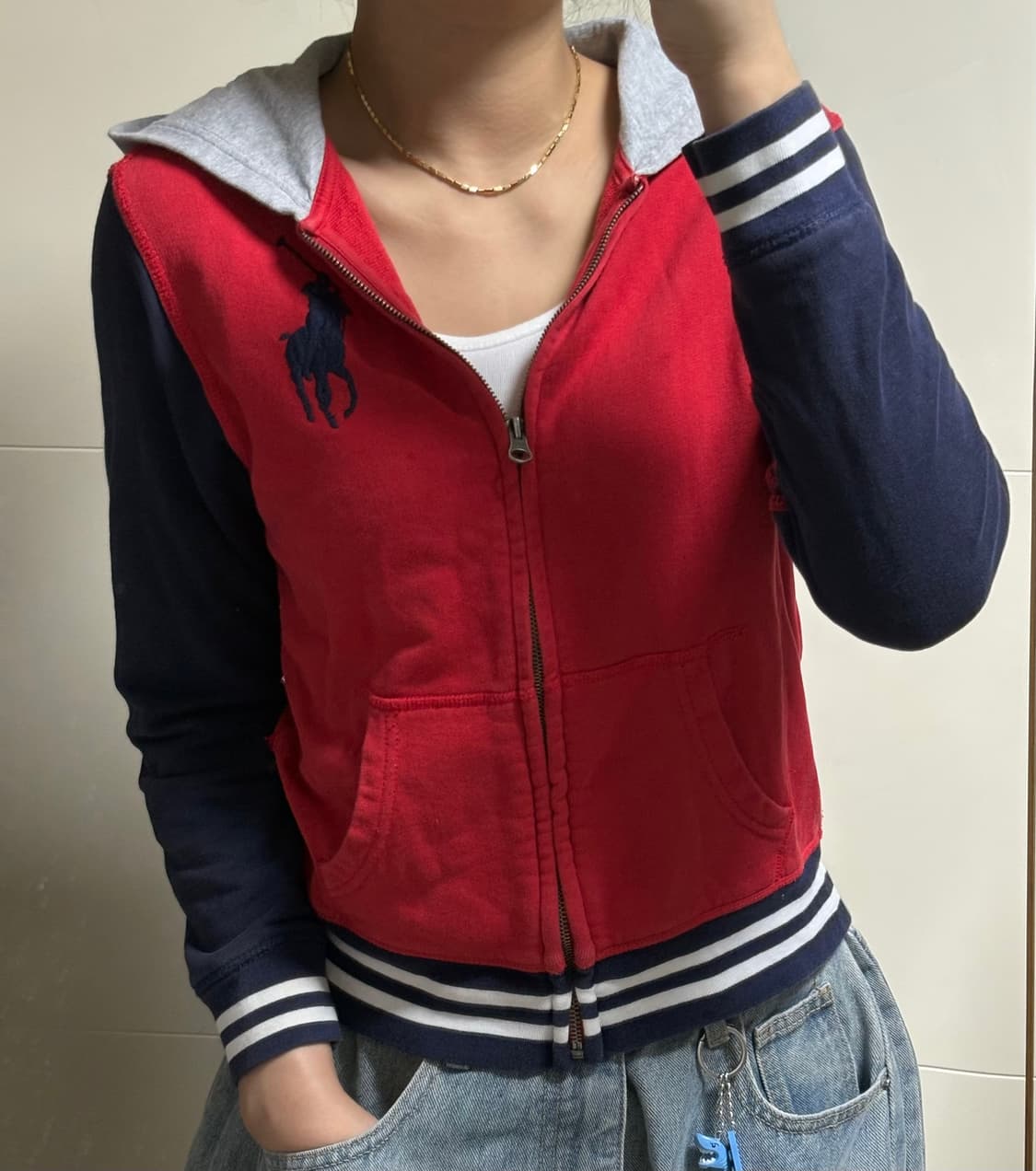 폴로 랄프로렌 빅포니 배색 후드집업 상품이미지1