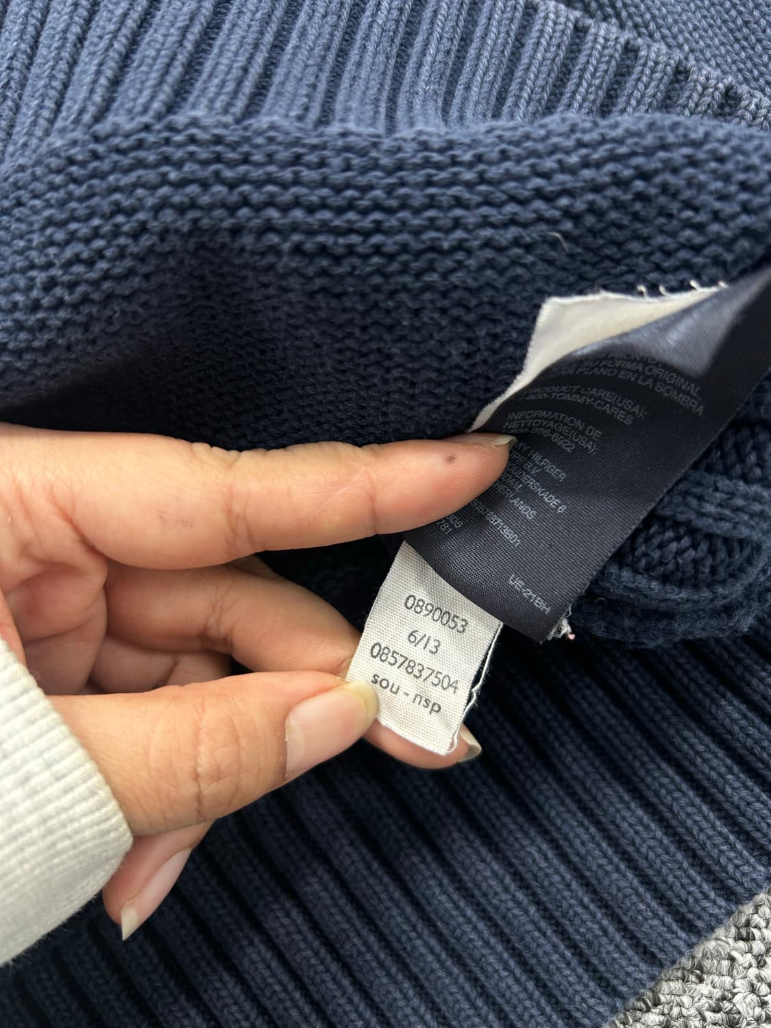 타미 힐피거 네이비 스몰로고 니트 집업 L 상품이미지7