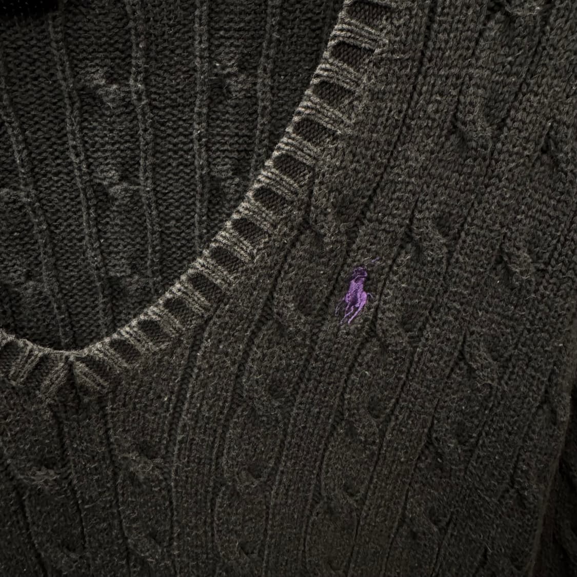 폴로 랄프로렌 케이블 니트 퍼플 포니 포인트 블랙 상품이미지5
