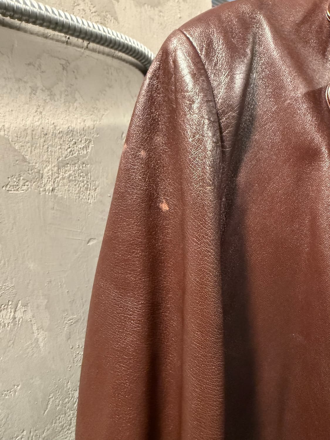 M 로보 ROBO 양가죽 테일러드 원버튼 레더 자켓 버건디브라운 상품이미지7