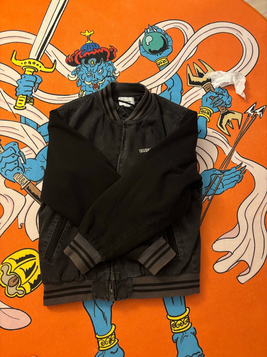 디스이스네버뎃 데님 바시티 자켓 블랙 상품이미지1