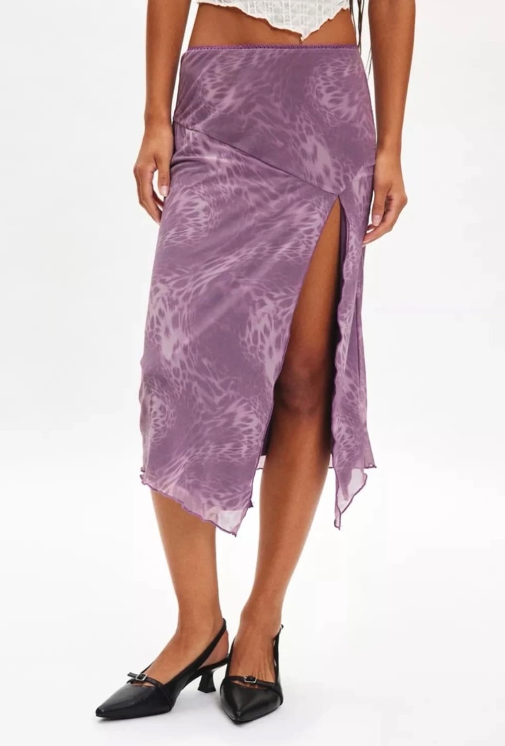 어반아웃피터스 메쉬 미디 스커트 퍼플M/레오파드 애니멀프린트 상품이미지2