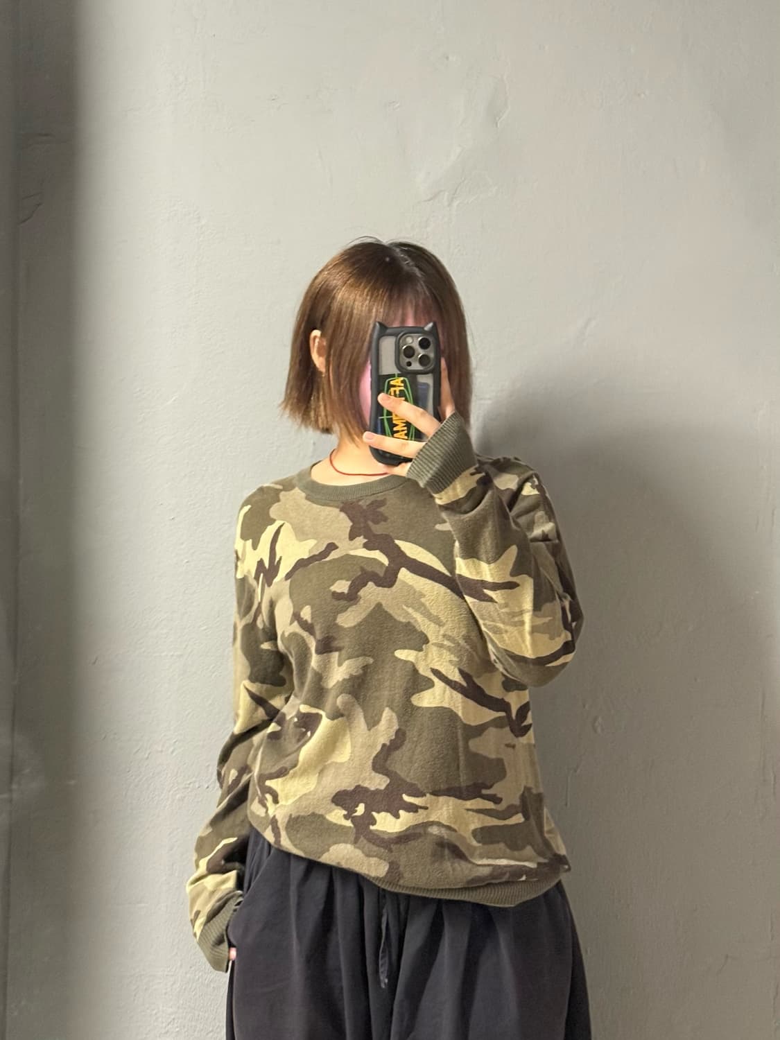 camouflage pattern knit sleeve 상품이미지1