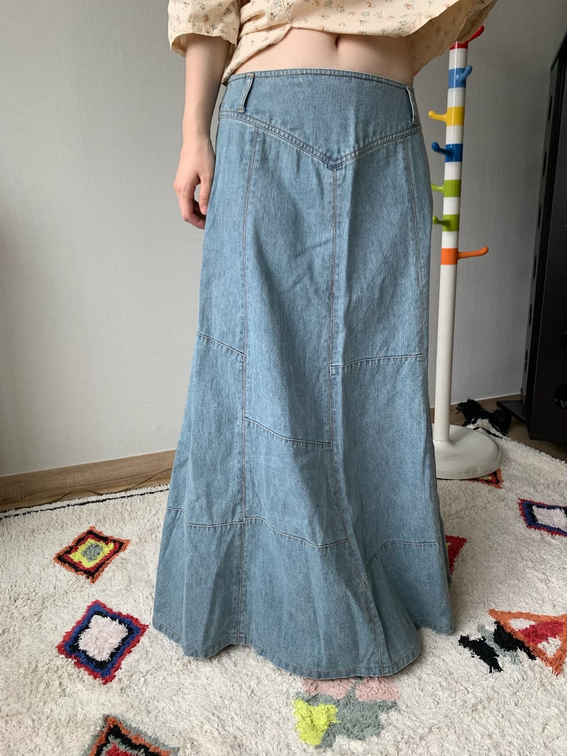 denim patch maxi skirt  상품이미지3