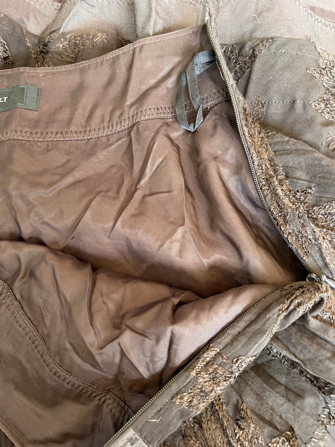 일본수입 Gabardine K.T 여성 브라운 미디스커트 자수레이스치마 상품이미지5