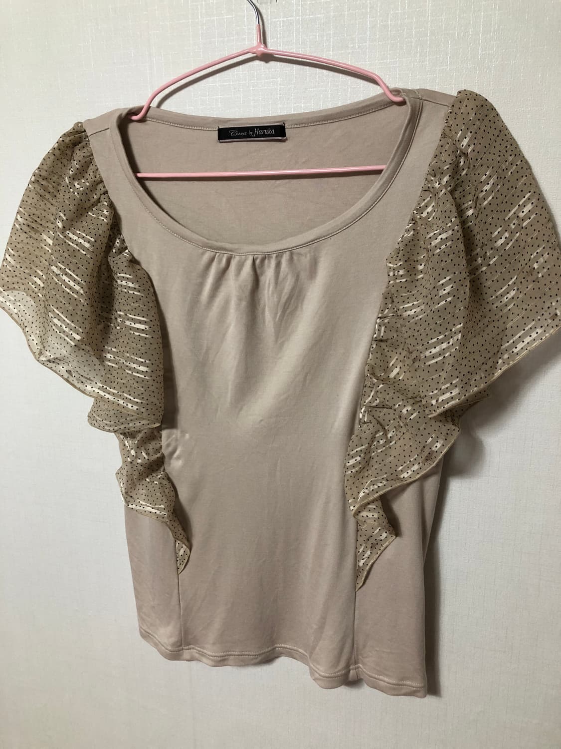 Beige Frill Dot Sleeveless 상품이미지1