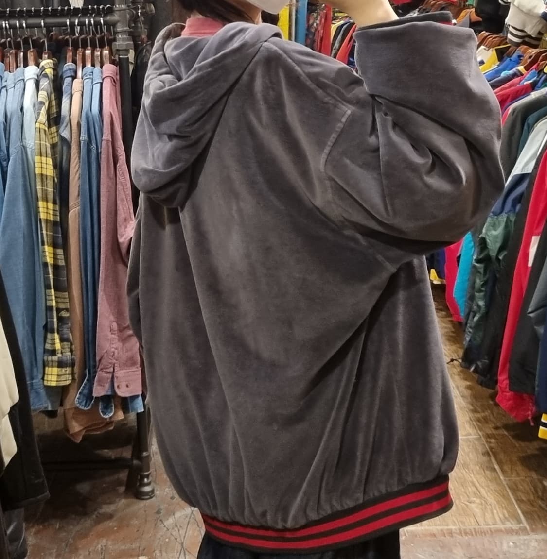 [Hi] vtg 빈티지 벨벳 져지 그레이 상품이미지6