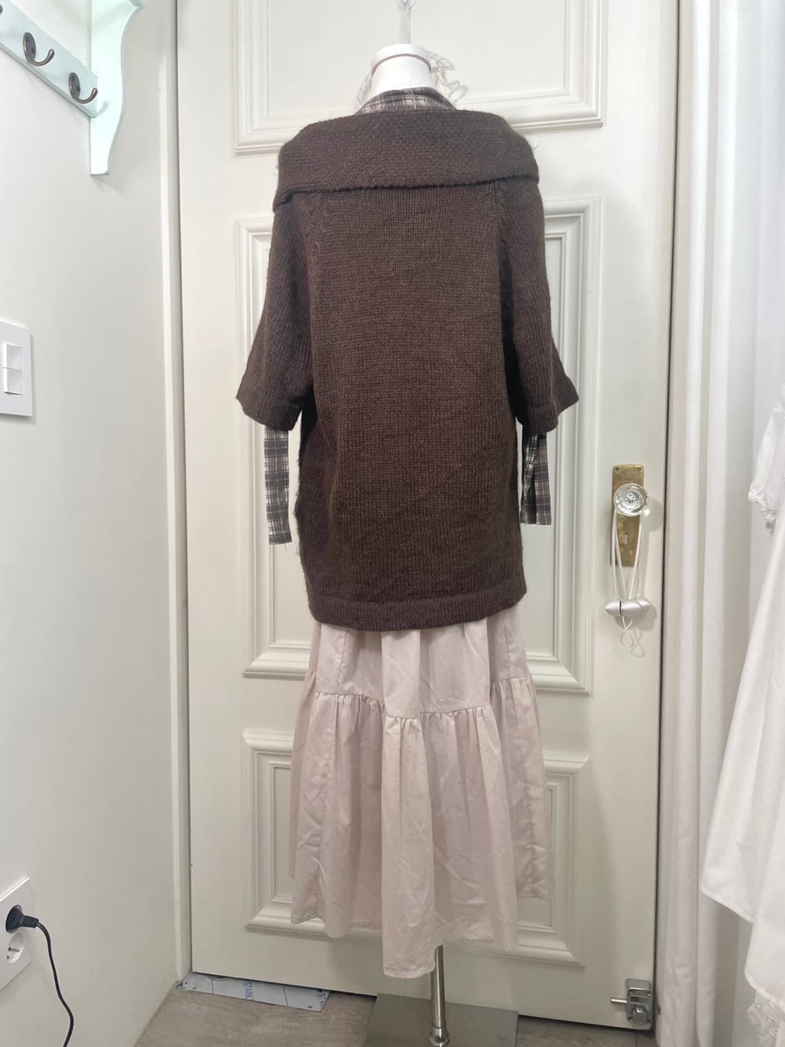 choco brown button point big collar card 상품이미지4