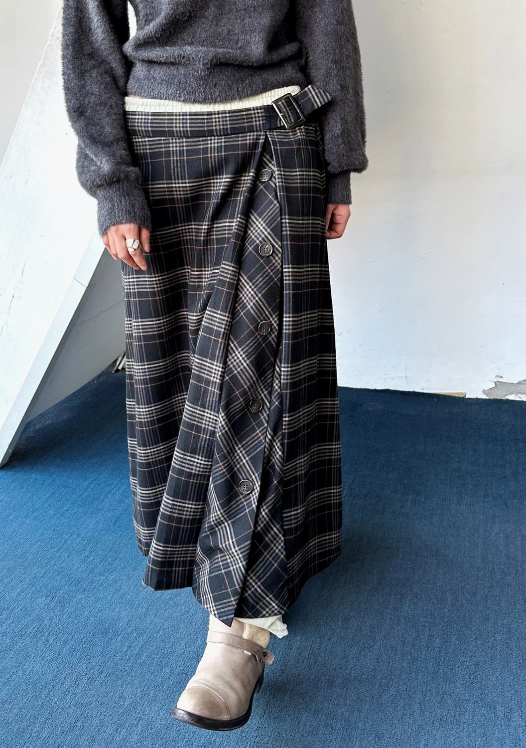 Felted fabric fake panel loose skirt 상품이미지4