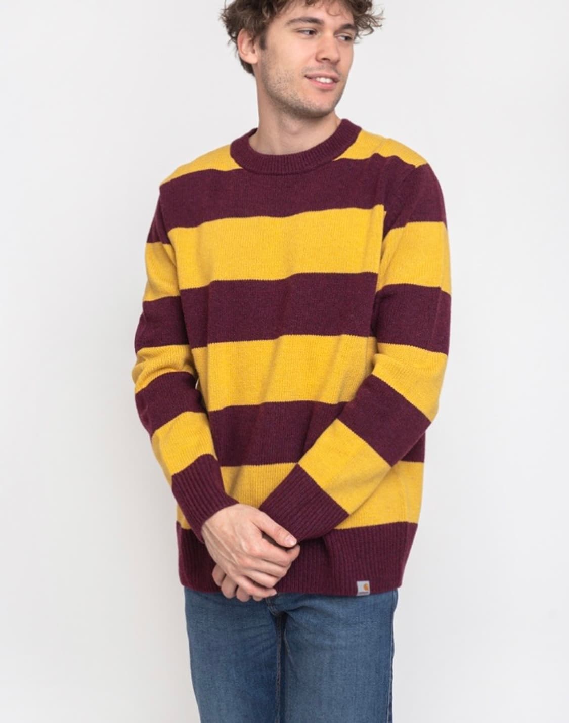 칼하트 단가라 스트라이프 버건디 옐로우 니트 스웨터 L 100 해리포터 상품이미지3