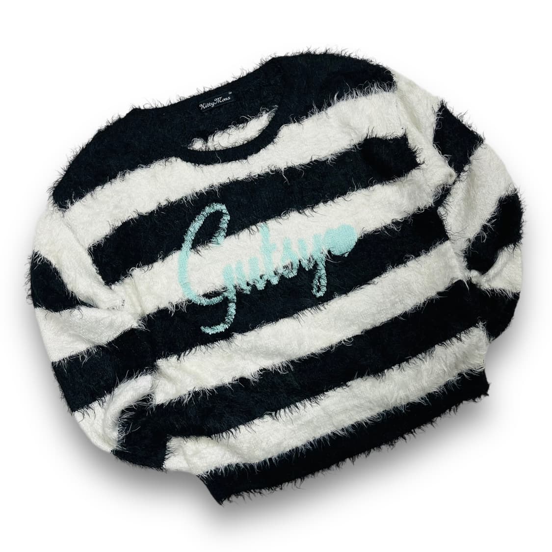 Kitty mona faux fur striped sweater 상품이미지1