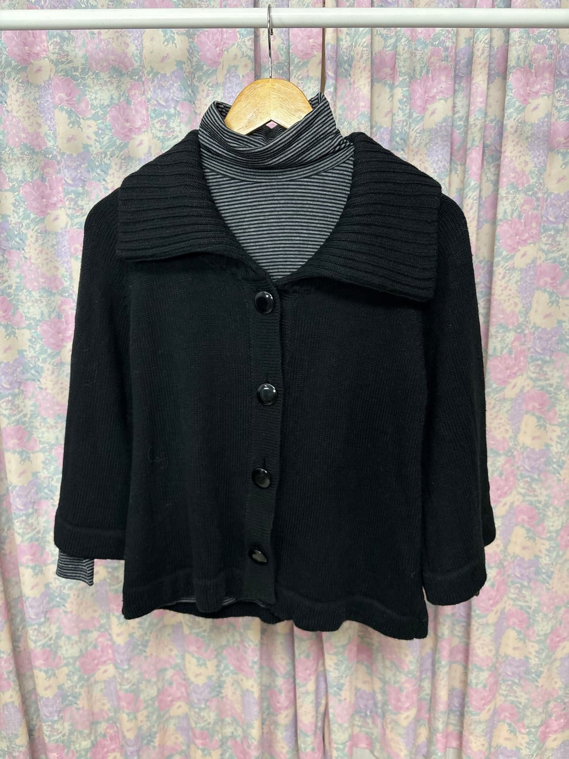 블랙 카라 가디건 상품이미지5