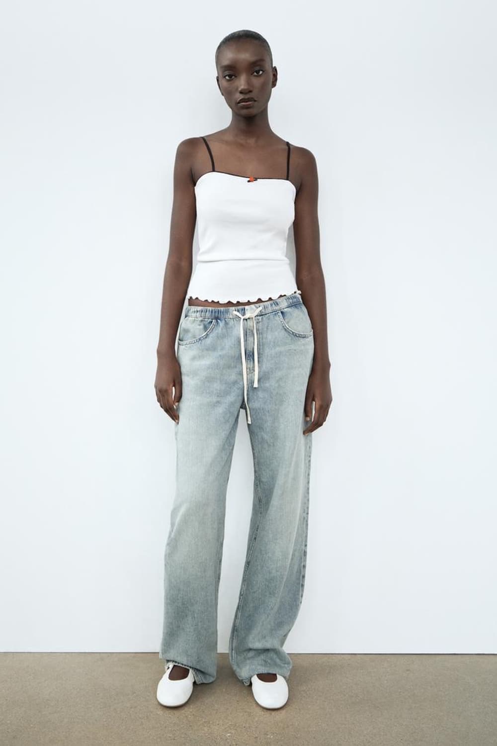 ZARA 자라 플라워 리브드 탱크 탑, 자라 레이스 나시 상품이미지6