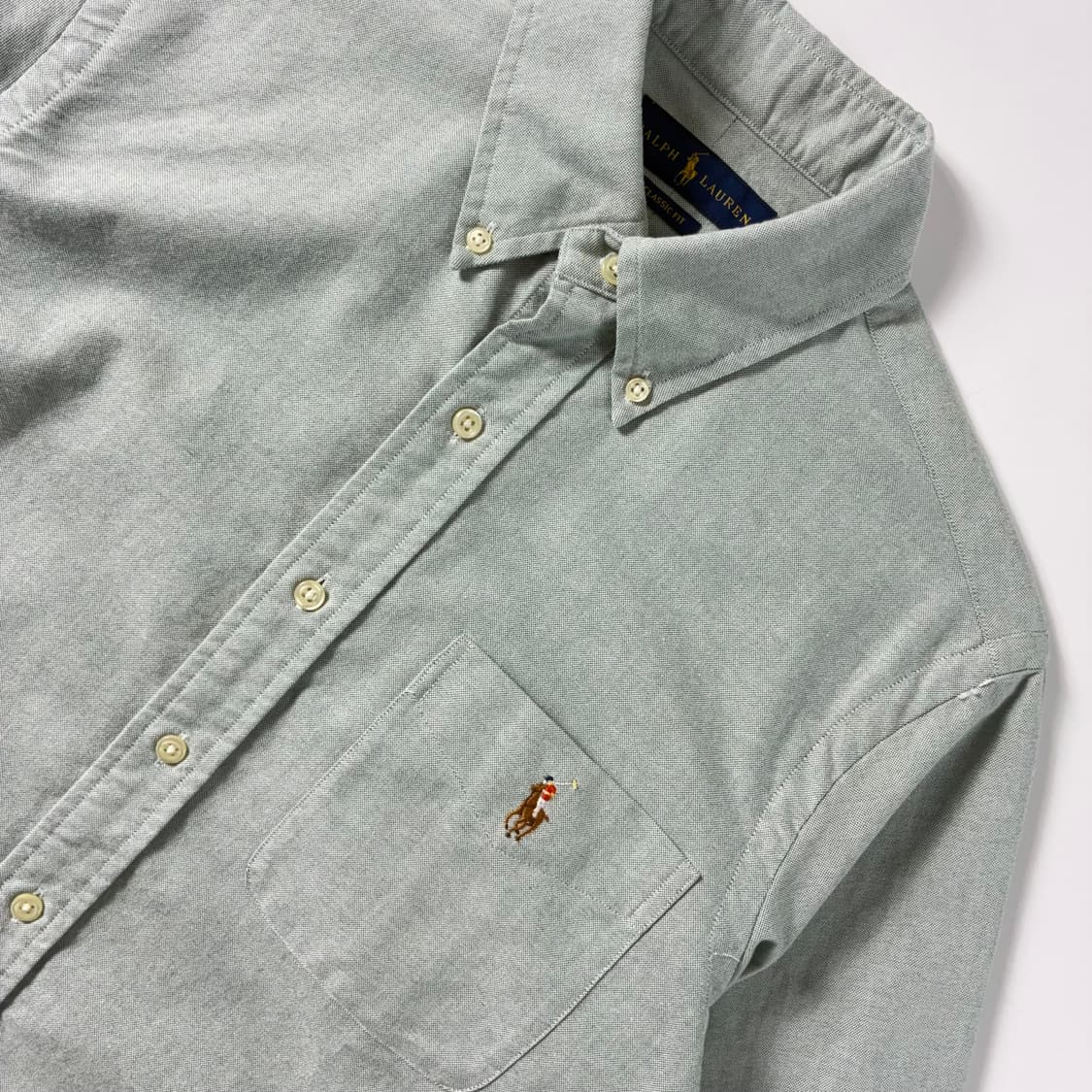 Polo  폴로 랄프로렌 자수 코튼 라이트그린 솔리드 셔츠  상품이미지3