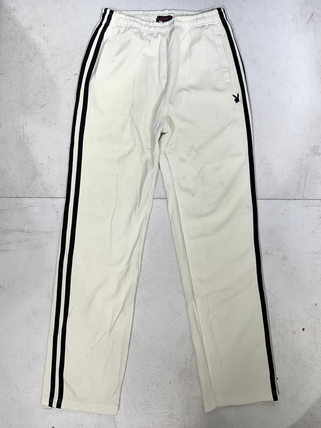 플레이보이 와이드 화이트 사이드 라인 추리닝 바지 댄스 트레이닝 팬츠 L 상품이미지4