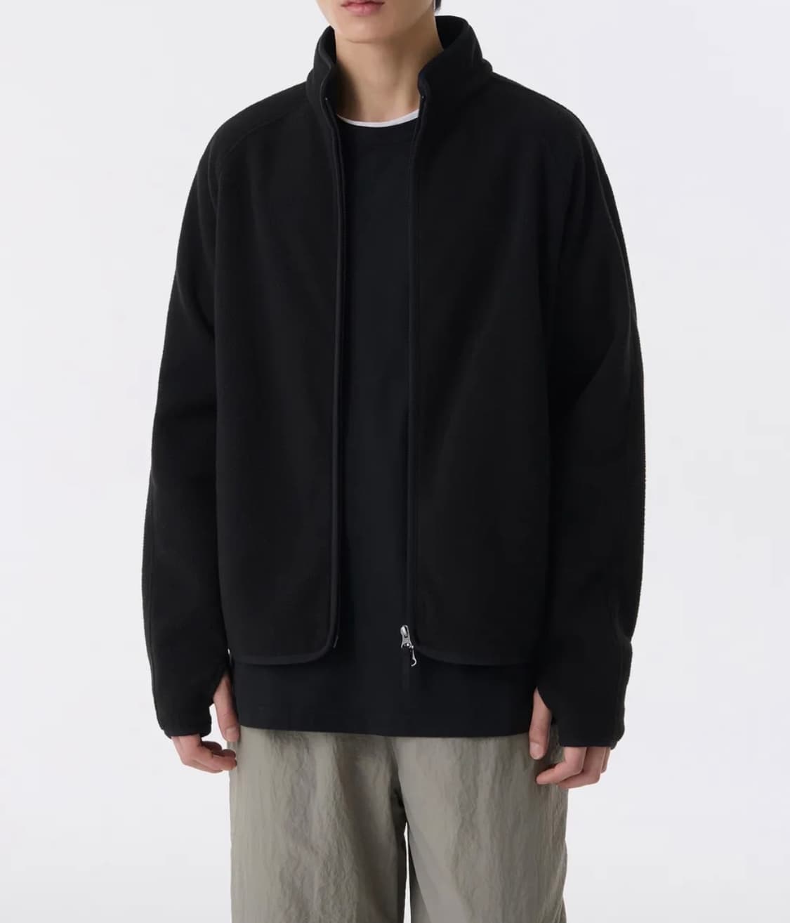 (XL) 무탠다드 폴라 플리스 래글런 하이넥 재킷 [블랙] 상품이미지1