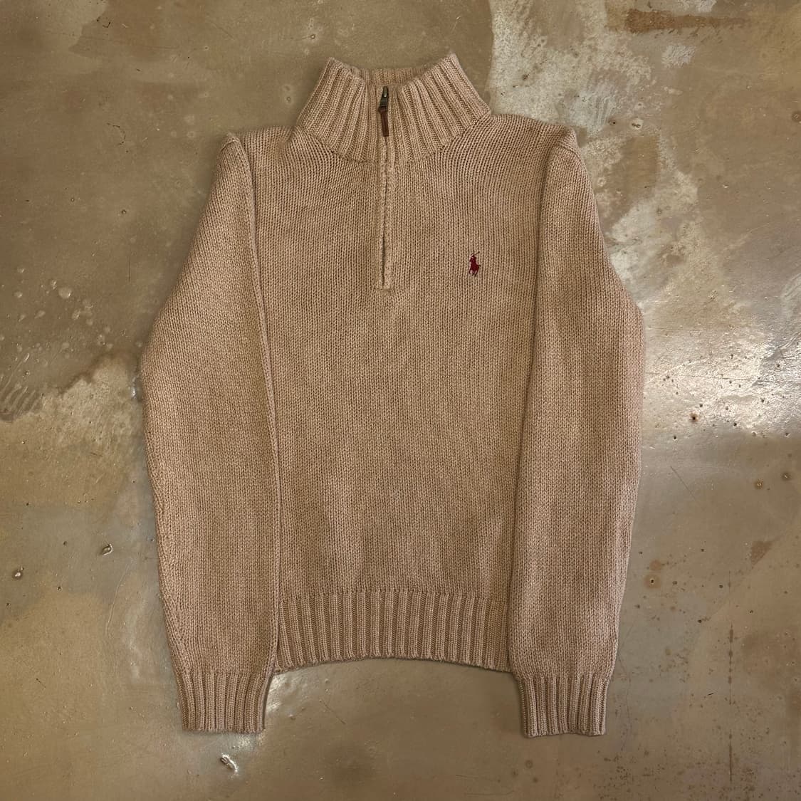 폴로랄프로렌 베이지 코튼 반집업 니트 상품이미지2