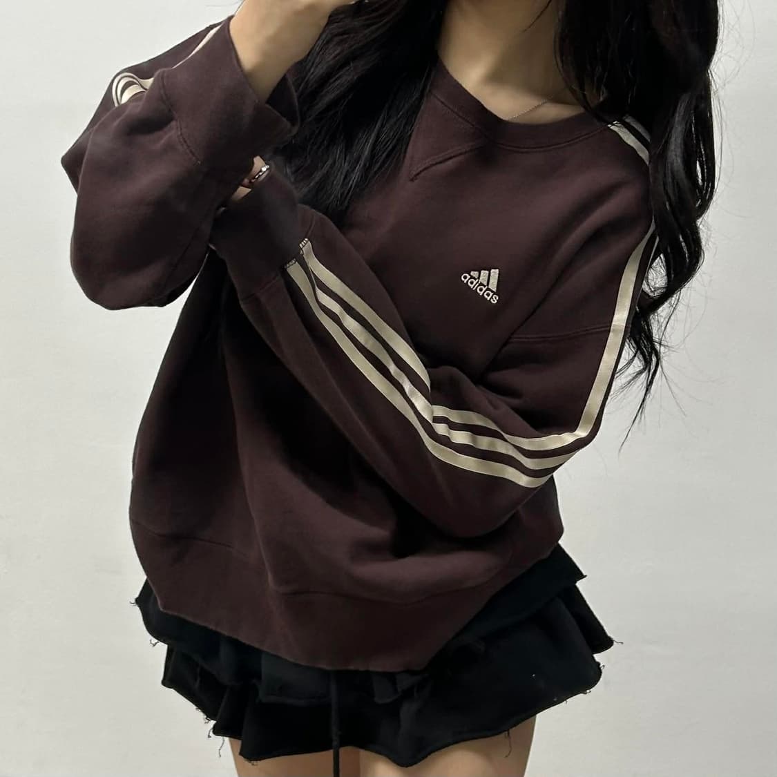 아디다스 초코브라운 3tripes 대장급 스웻셔츠 맨투맨(L) 상품이미지1