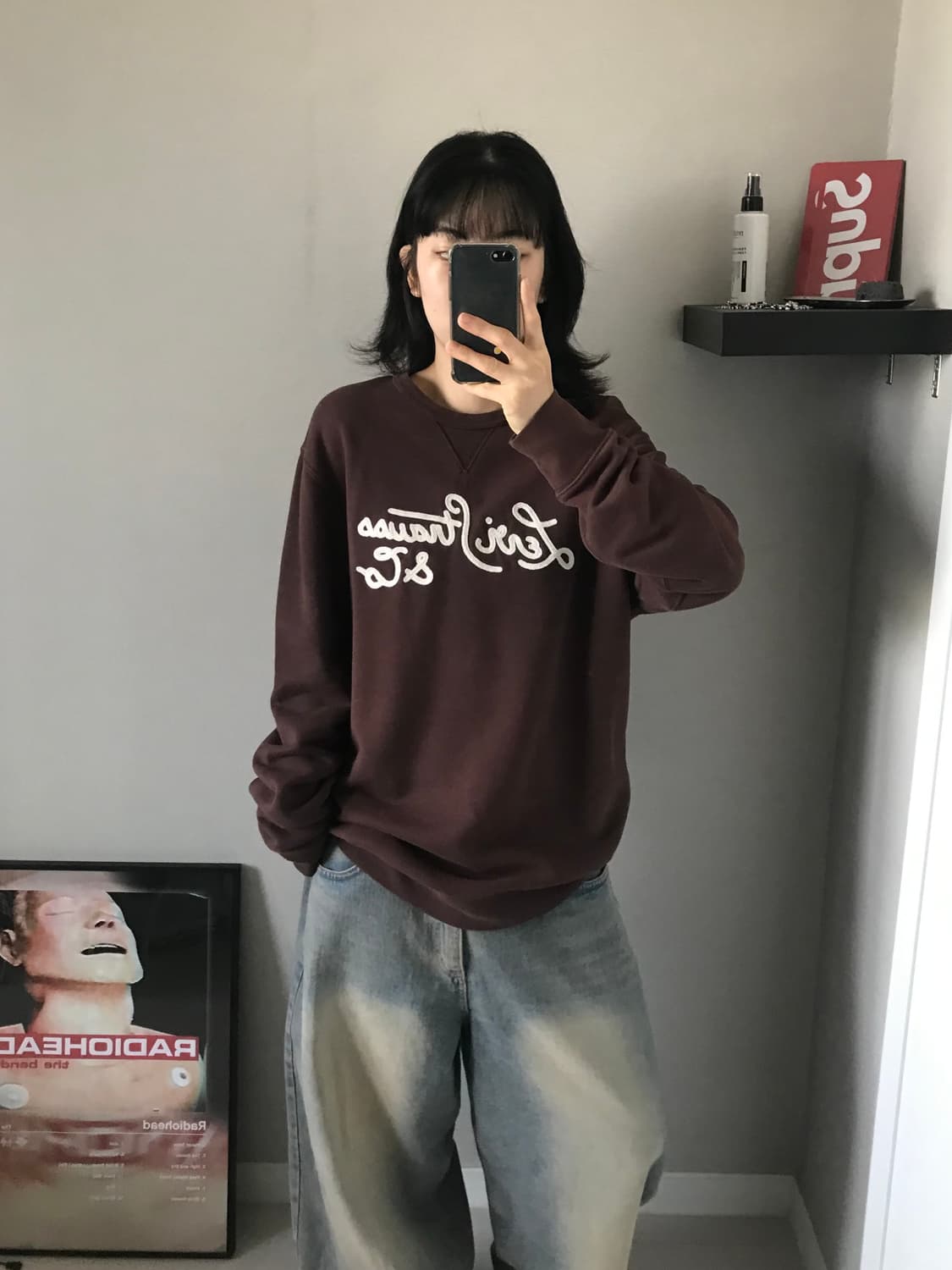 리바이스 자수 로고 브라운 맨투맨 상품이미지1