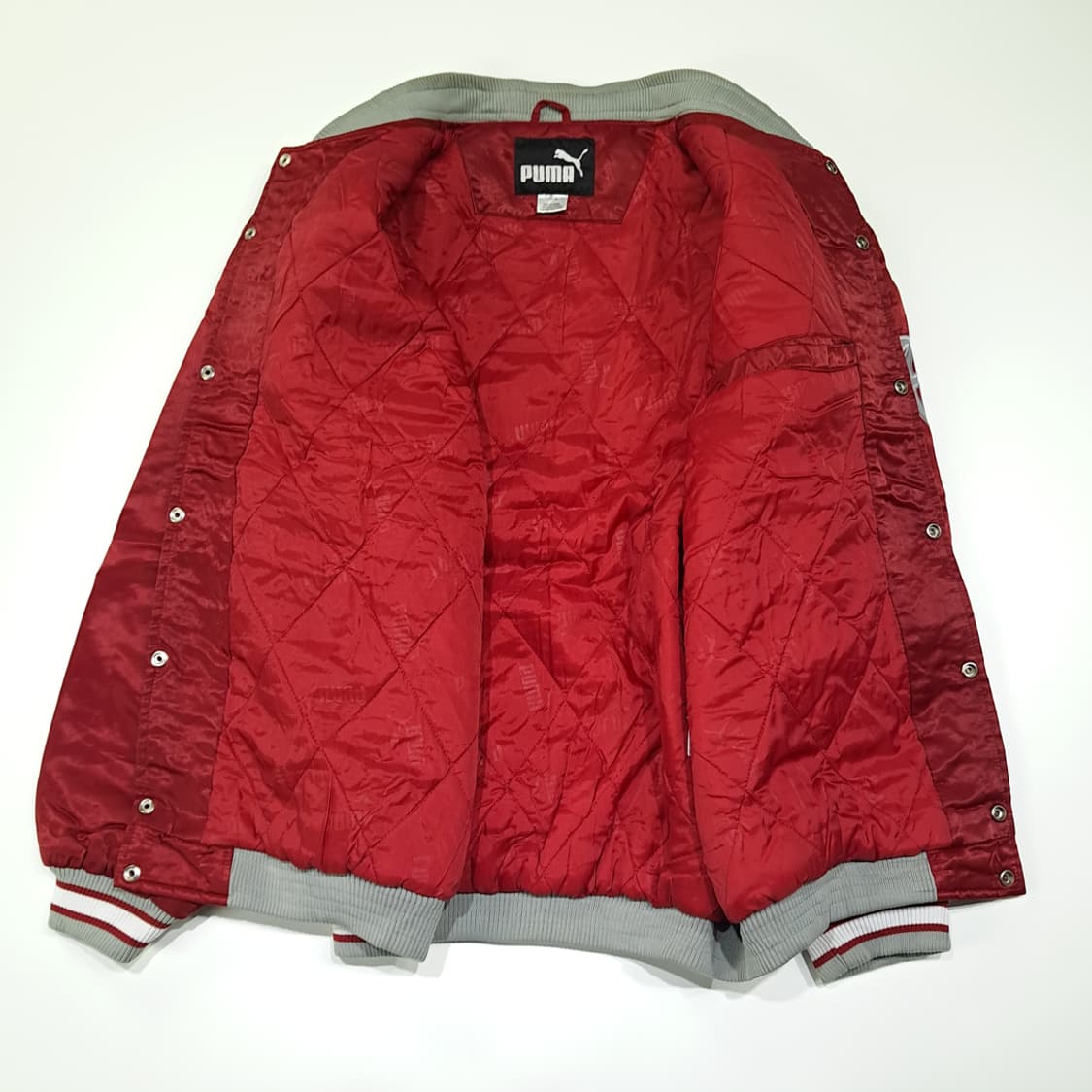 CL302 L 푸마 90s 한국산 나일론 아플리케 레드 바시티 자켓 상품이미지5