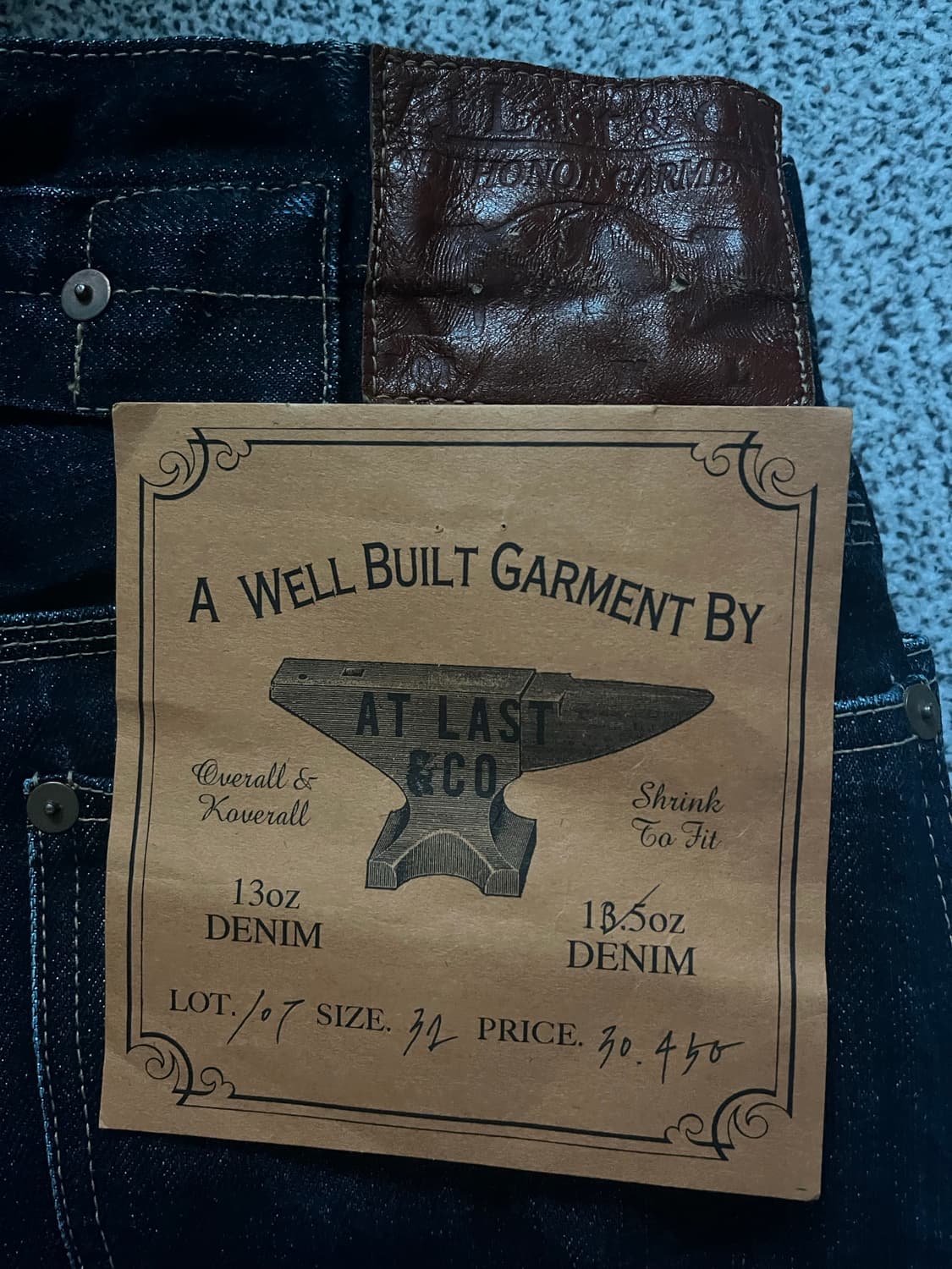 타임원클로딩 엣라코 Lot 107 구형 악수탭 데님팬츠 32 상품이미지4