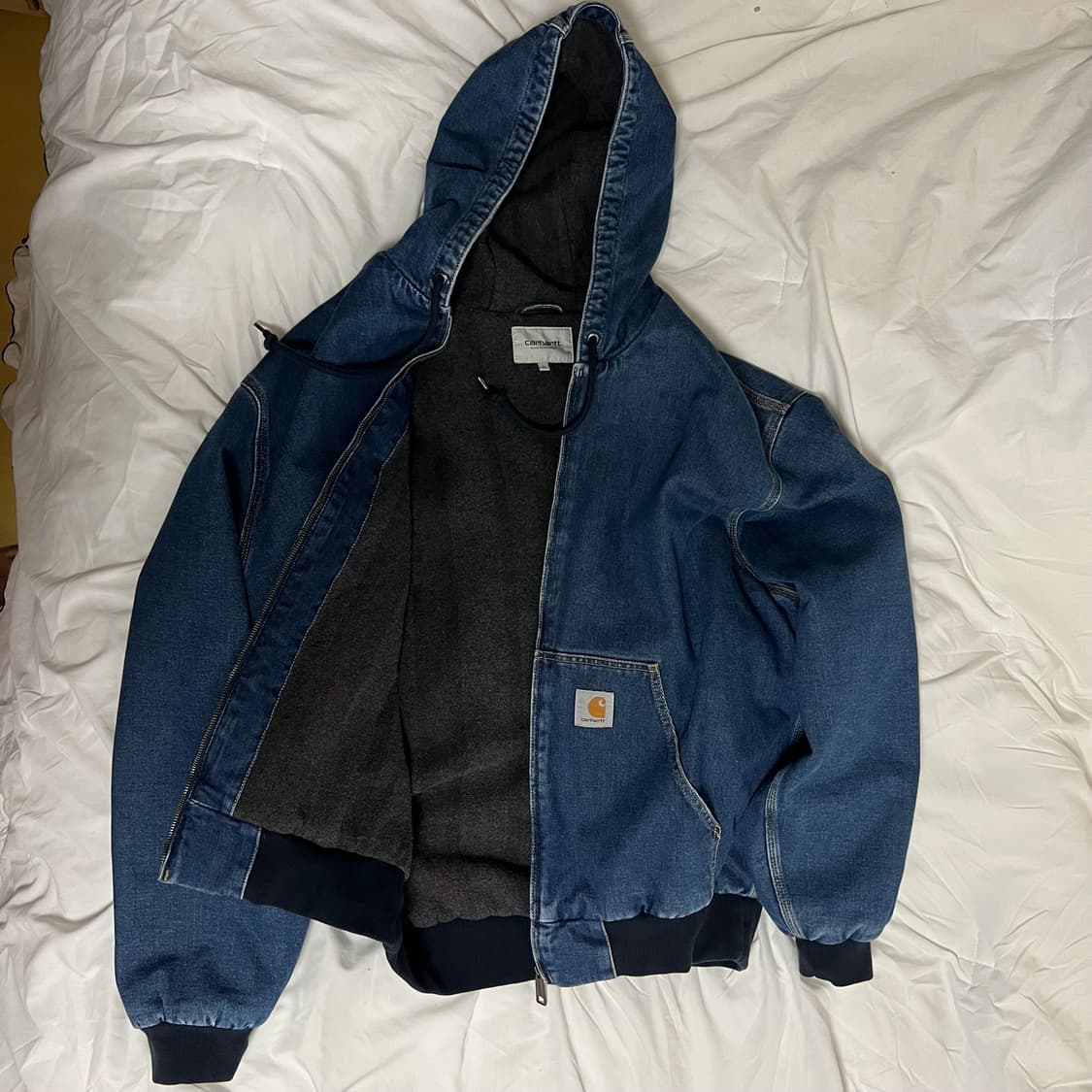 [L] 칼하트wip 액티브 자켓 메이플 데님 블루 스톤 워시드 상품이미지2