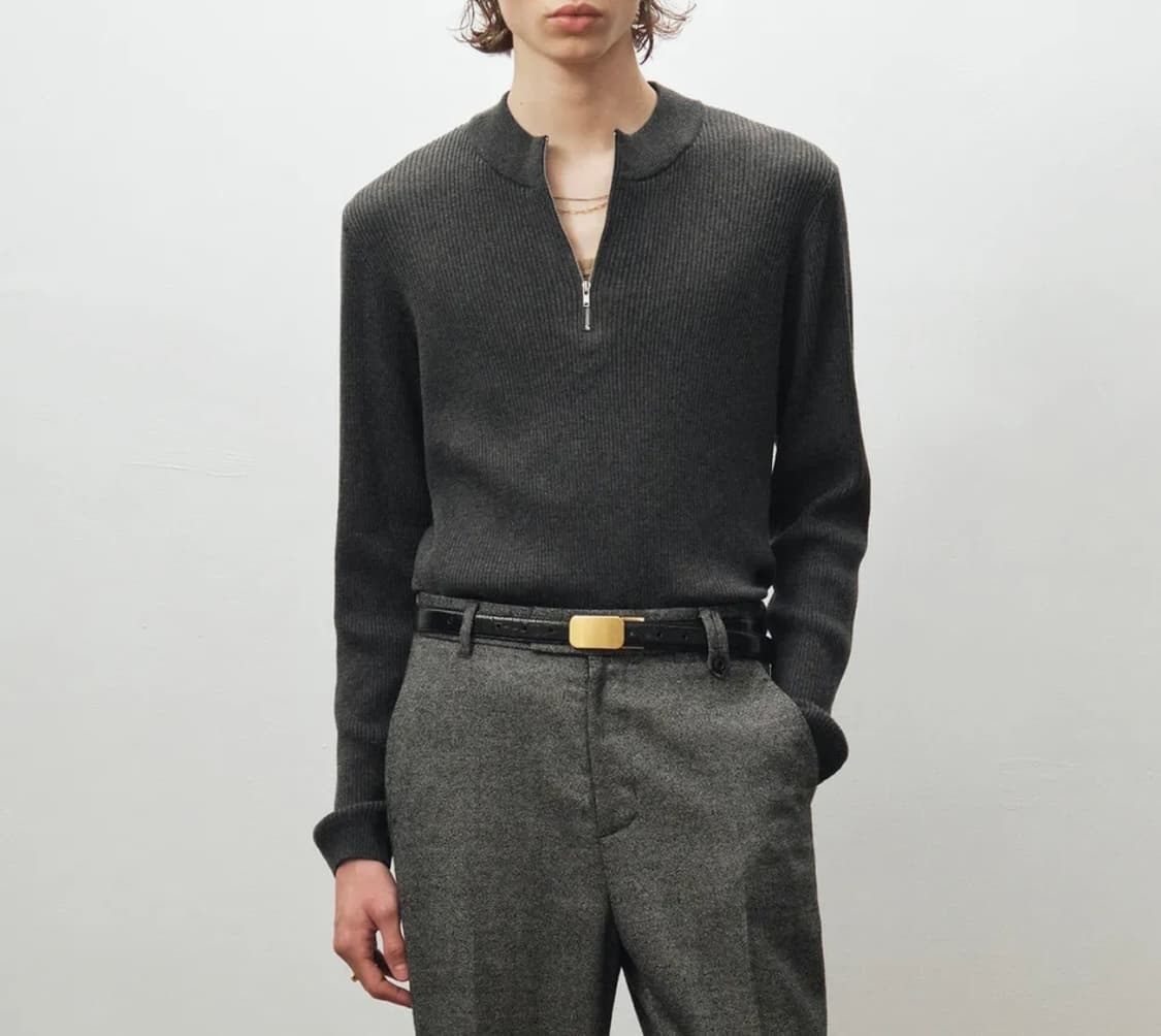 노이어 리브드 집업 니트 반집업  상품이미지1