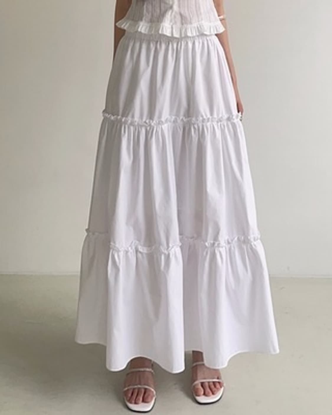 아델리오 프리덤 코튼 프릴 스커트 화이트 상품이미지3